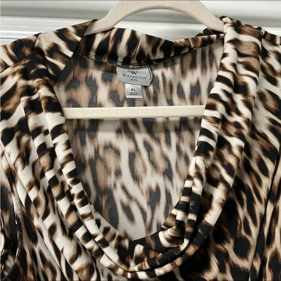 Worthington Faux Animal Print Dress Size Petite L - Picture 2 of 4